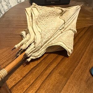 Vintage Lace Parasol with Wooden Handle